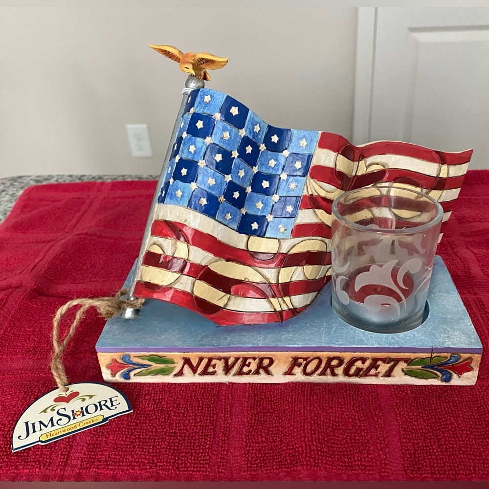Jim Shore “Never Forget” Patriotic Flag Candle Holder